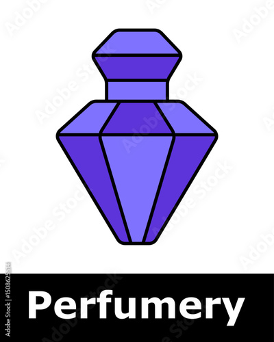 Faceted perfume flacon in jewel shape, symbolizing exclusivity, fine fragrance, cosmetic luxury, decorative glass, refined scent packaging.