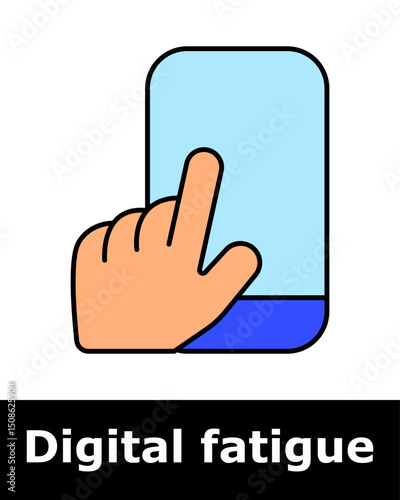 Hand touching mobile screen, indicating screen time, repetitive motion, device interaction, digital stress, constant engagement.