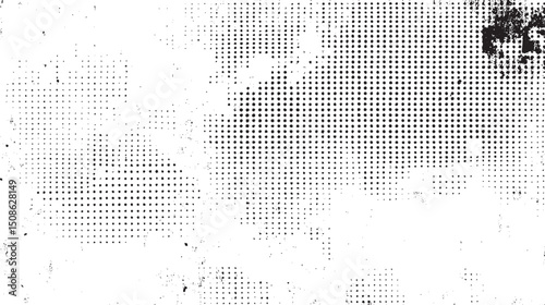 Grunge texture combined with halftone dot pattern. Isolated background ideal for retro effects. Great for digital design, print, and classic artwork visuals.
