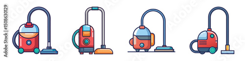 Vacuum Cleaner Flat Illustration Simple Home Appliance Vector in Flat Style