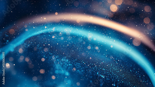 A dreamy blue sky filled with sparkling lights and soft bokeh.