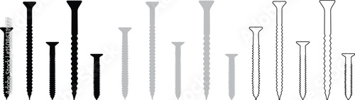 Screw icons set. Simple illustration of screws symbol in flat and line. Vector illustration.