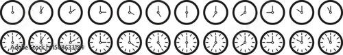 Time and Clock icons set. Clocks icon collection in line. Analog clock icon symbol .Circle arrow icon. Vector illustration.
