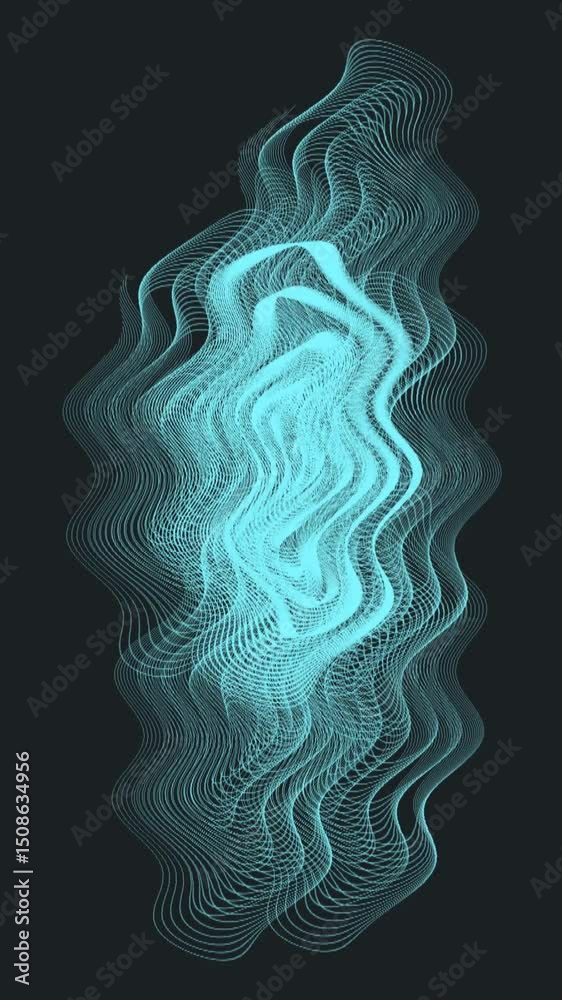 Un primer plano de varias figuras abstracta geométrica en forma de espiral en movimiento. Video vertical