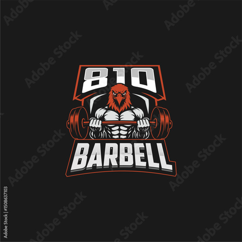 810 Barbell Eagle-Themed Weightlifting Logo