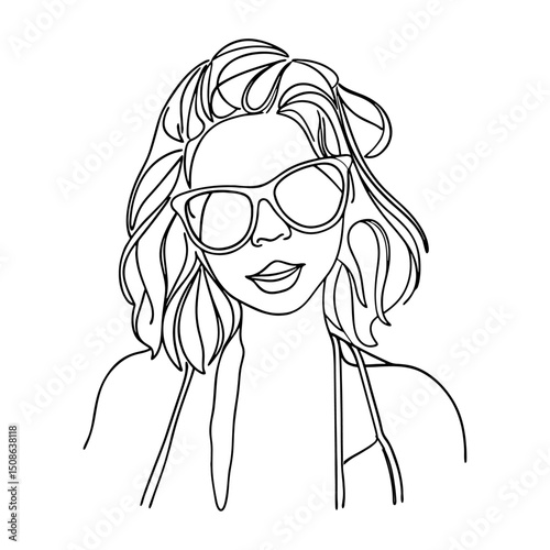 vector illustration of a girl with long hair