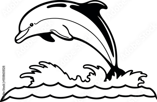 Jumping Dolphin Vector Outline vector and illustration