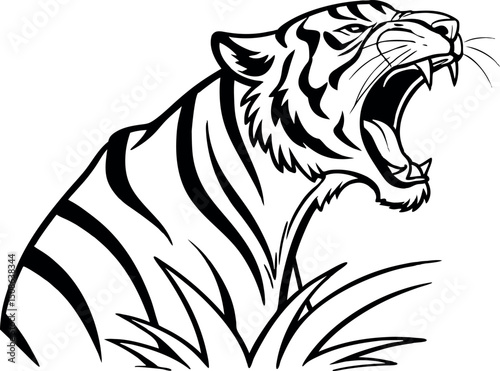 Roaring Tiger Line Sketch