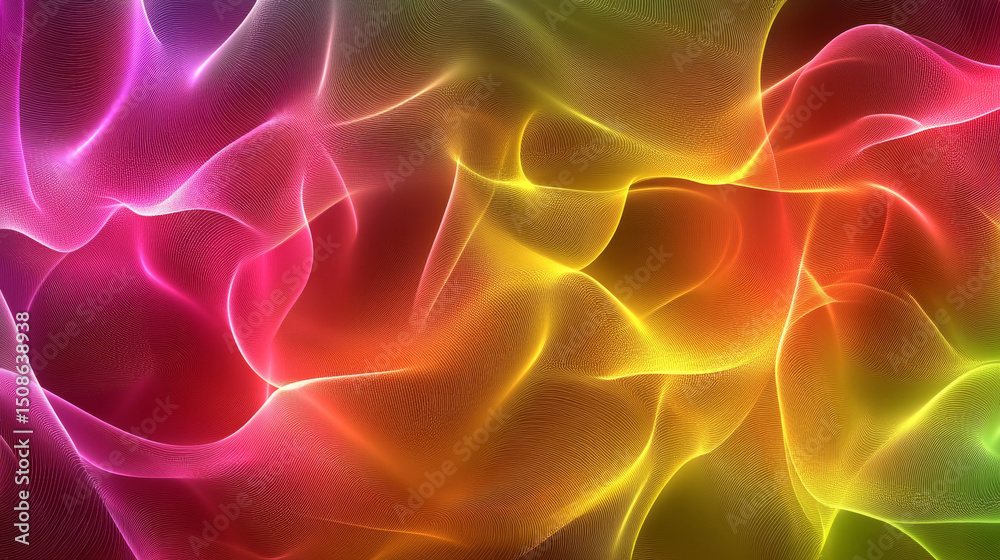 Fototapeta premium Vibrant flowing abstract waves in pastel and neon tones with smooth digital textures