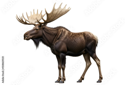 Wallpaper Mural Large Moose with Antlers Standing Isolated on Transparent Background Torontodigital.ca