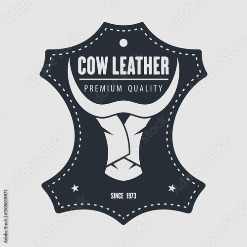 Leather craft, Cow leather logo design. Vector illustration