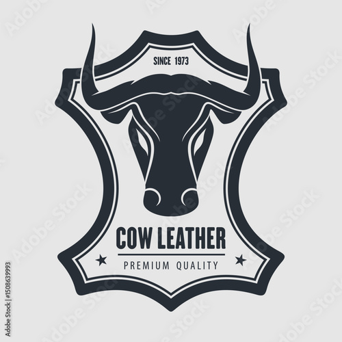 Leather craft, Cow leather logo design. Vector illustration