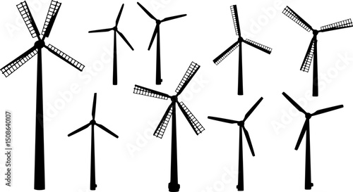 Windmill silhouette illustration vector