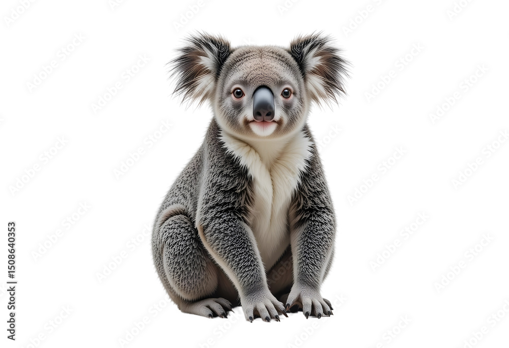 Fototapeta premium Cute Koala Sitting Isolated on Transparent Background