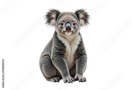 Cute Koala Sitting Isolated on Transparent Background