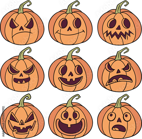 halloween pumpkins set