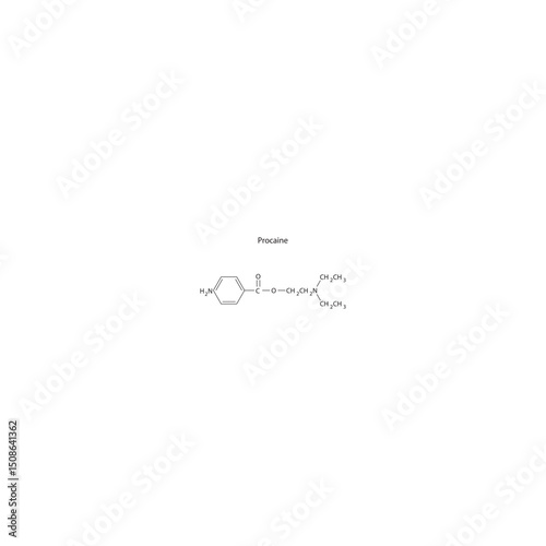 Procaine skeletal formula. Simple schematic illustration of local anesthetic drug molecule.