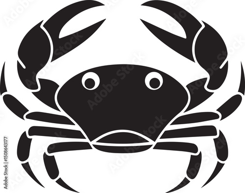 Simple Black Crab Icon Flat Vector Minimalist Design