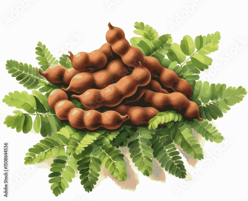 Pod Bloom tamarind isolated watercolor vector illustration svg