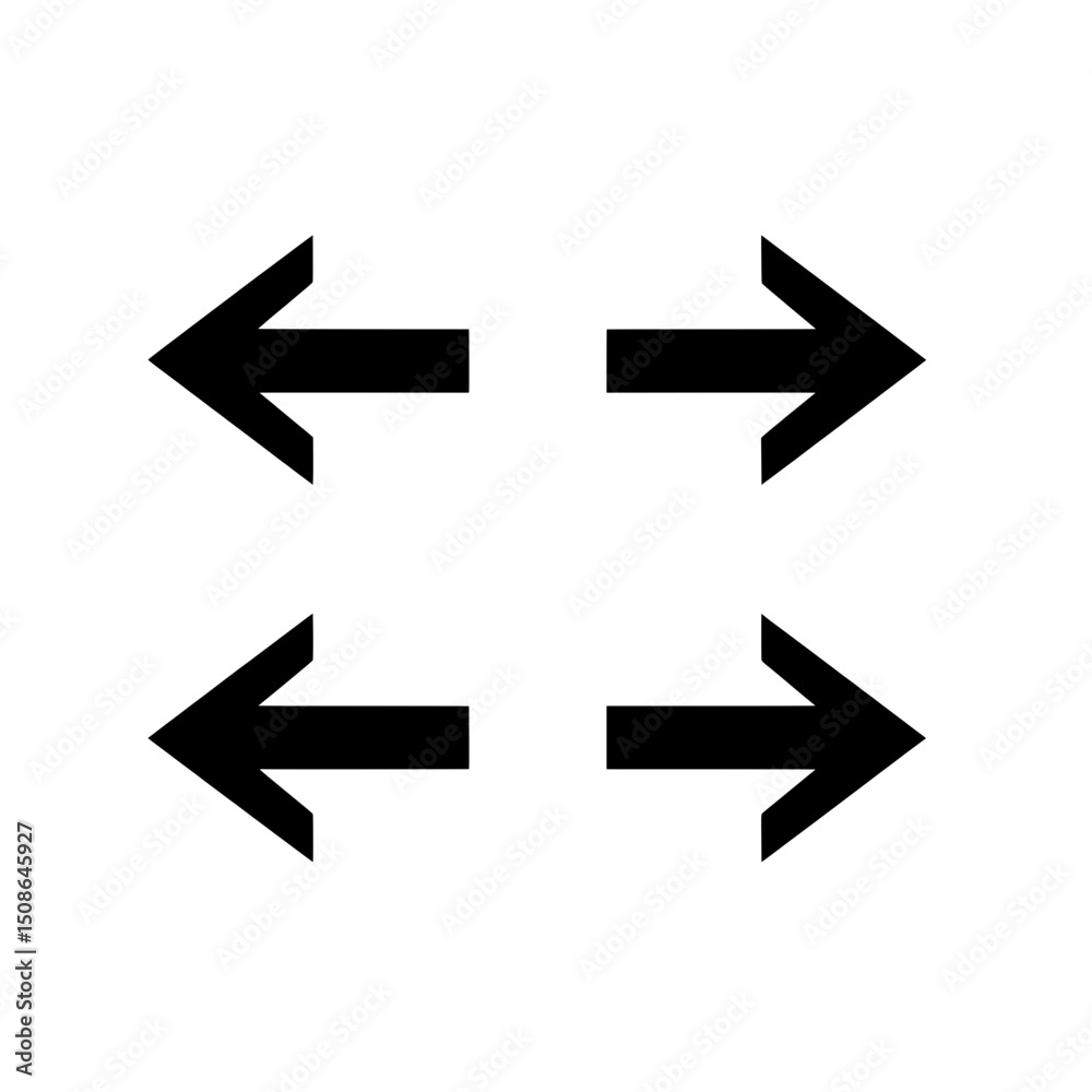 Horizontal Bi-Directional Arrow Icon for Navigation or Exchange Concepts in Minimal Line Style