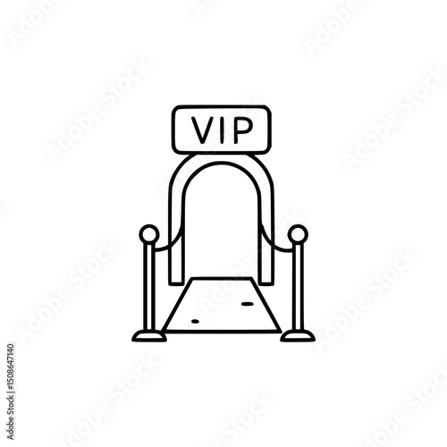 Exclusive VIP Entrance Red Carpet Archway, Stanchions, and Rope Illustration