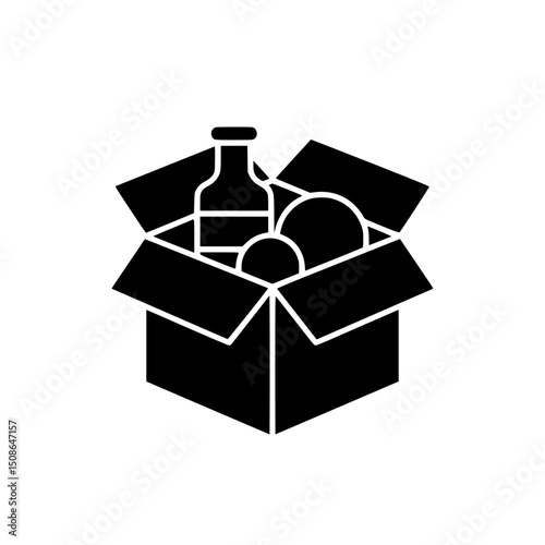 Donation Box Icon  Food and Drink Supplies for Charity