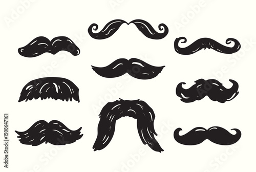 Mustache Line Art Collection