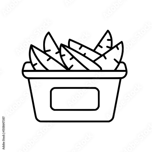 Crispy Potato Wedges in a Container A Simple Line Drawing Illustration