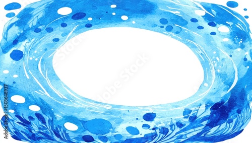 Whimsical Blue Watercolor Circle Frame