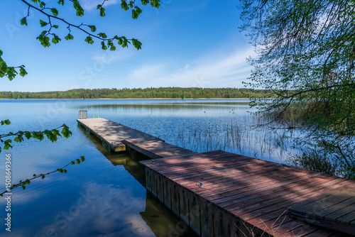 Fototapeta Naklejka Na Ścianę i Meble -  Nidzkie Lake in spring. Landscape of Masuria in Poland.