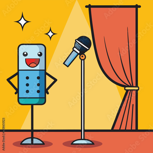 Microphone with stand as stage performance icon