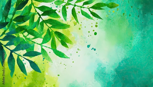Abstract Watercolor Leaves Background