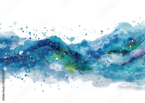 Abstract Watercolor Blue Waves Design