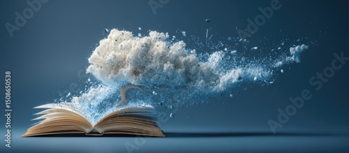 Open Book With Abstract Tree Illustration