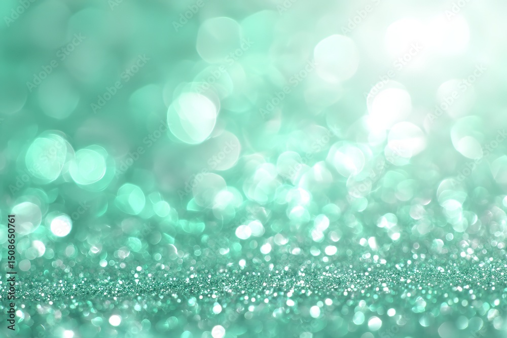Fototapeta premium Teal Glitter Bokeh Background
