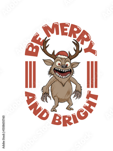 Christmas Funny Monster Illustration 