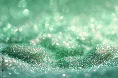 Mint Green Glitter Bokeh Background