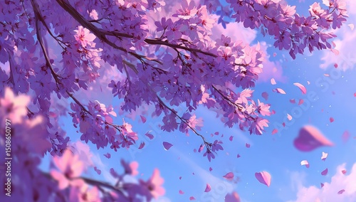 Spring Cherry Blossoms Against Sky