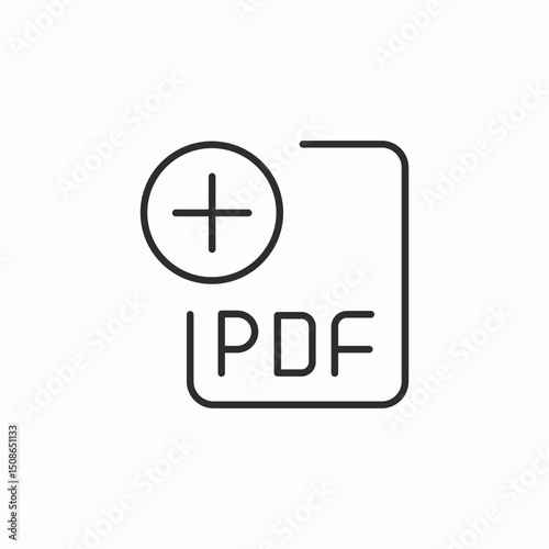 plus add pdf file icon sign vector