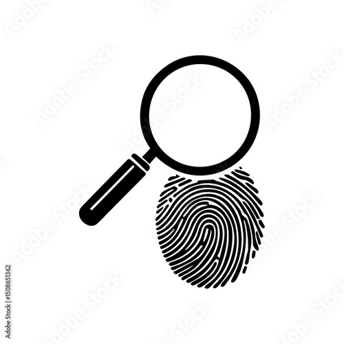 Fingerprint Analysis with Magnifying Glass Icon