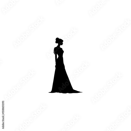 Wallpaper Mural Victorian bridal girl silhouette vector illustration  Torontodigital.ca