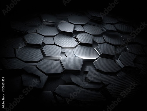 Abstract Dark Geometric Hexagon Pattern