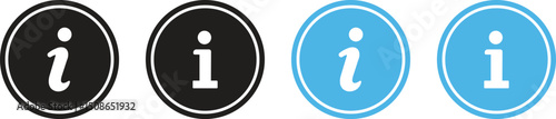 Information button icon set. Blue and black round information icon buttons isolated on transparent background. Info symbol. Information help vector illustration.