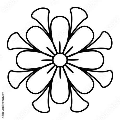 Fantasy bud. Flower head. Sketch. Vector illustration. Outline on isolated white background. Doodle style. Coloring book for children. Idea for web design.