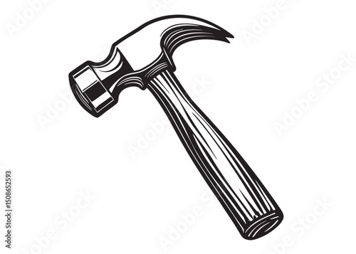 silhouette hammer logo vector design, hammer logo icon silhouette, hammer silhouette, hand gripping a hammer vector silhouette, black and white hammer tool logo icon on white background	