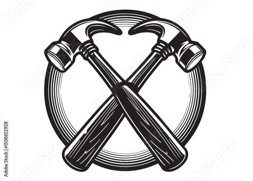 silhouette hammer logo vector design, hammer logo icon silhouette, hammer silhouette, hand gripping a hammer vector silhouette, black and white hammer tool logo icon on white background	