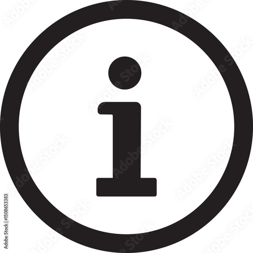 Information button icon. Black round information icon button isolated on transparent background. Info symbol. Information help vector illustration.