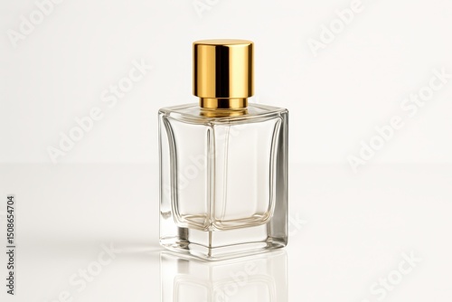 Elegant perfume bottle on white background for luxury branding and advertising