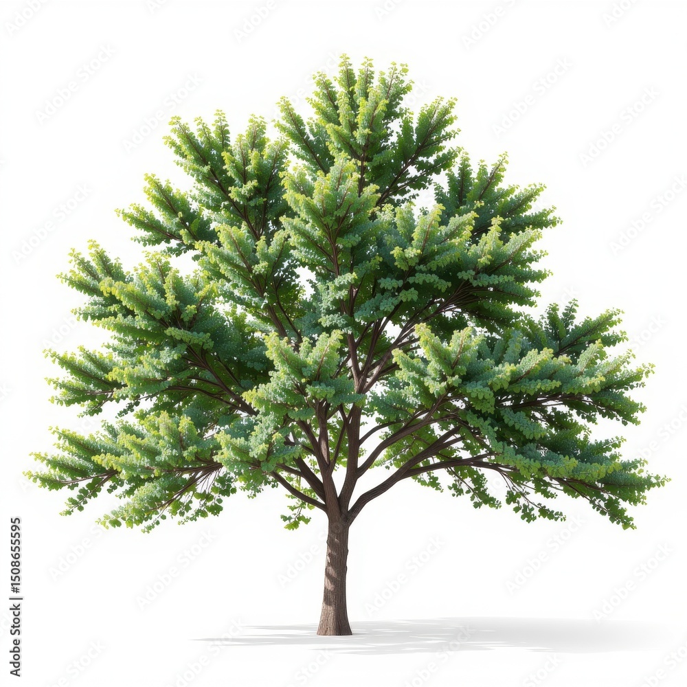 Fototapeta premium a 3d render of sycamore tree, positioned right, isolated white background