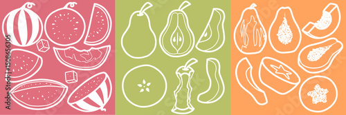 Cute fruit cartoon style doodle line art , vector illustration.